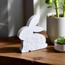 Handgefertigter großer Osterhase aus Raysin mit blumiger Verzierung, ideal für Frühlings‑ und Osterdeko.